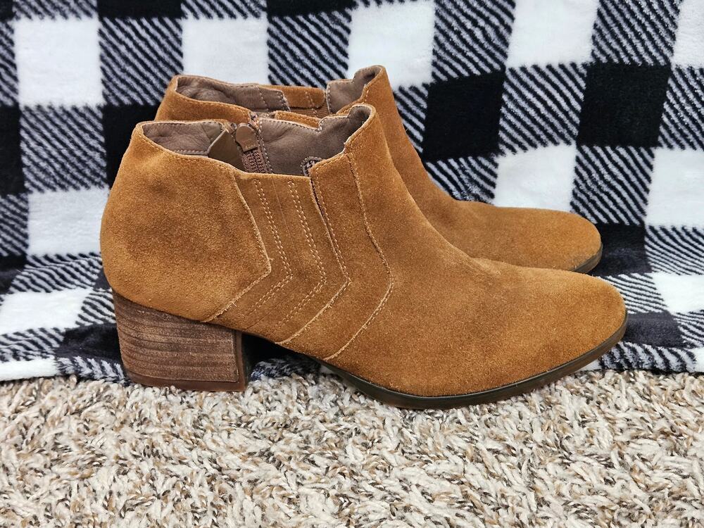 Abeo Felicity Suede Ankle Boots Womens 9N Brown Side Zip Comfort Booties